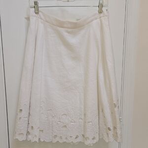 Ann Taylor Cream A-Line Knee-Length Skirt